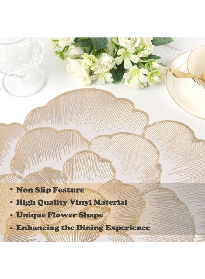 ChicAbode 6 قطع من أرضيات الطاولة المستديرة، أرضية طاولة مغطاة بالفيينيل الذهبي القابلة للتنظيف، لاستخدامها في طاولات الطعام، والاحتفالات الزفاف، وحفلات عيد الميلاد، متينة وسهلة التنظيف، مثالية للزخارف المنزلية ومركز الحدائق في المناسبات - Image 3